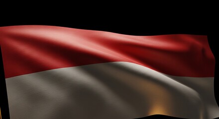 Naklejka premium Indonesian Flag Waving Against Black Background