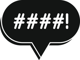 Censorship symbol with hashtags inside speech bubble representing restricted speech or online content filtering