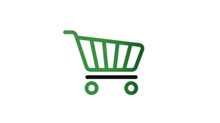 Green Shopping Cart Icon: A simple and clear shopping cart icon, perfect for representing online shopping, retail, and consumerism.