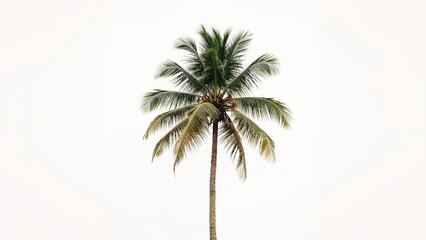 Coconut palm silhouette on a clean white surface