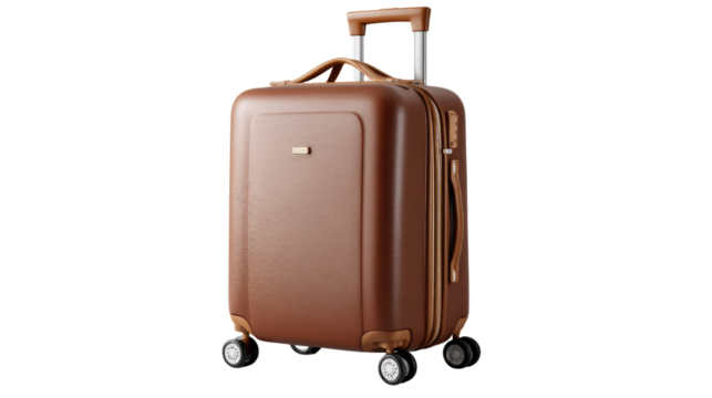 Vintage Brown Luggage: A stylish, vintage brown suitcase with wheels, ready for travel, evokes memories of past journeys. Its durable design is a promise of exciting adventures.