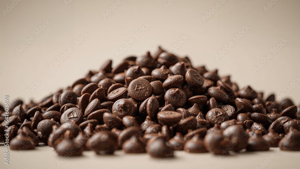 Poster macro image of a cluster of chocolate chips