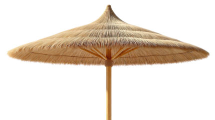 Tropical Shade: A stylish, sun-kissed thatched parasol providing a cool oasis. Perfect for a getaway at the beach!