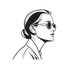 girl with long hair sunglass vector art