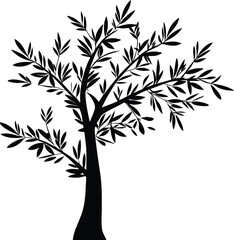 Obraz premium Black and white vector illustration of a stylized tree with leaves isolated on white background perfect for design and decoration projects