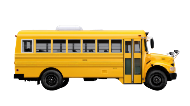 School Bus: The vivid yellow hue of a classic school bus radiates a sense of familiarity and dependability, designed to traverse the cityscape for school days.