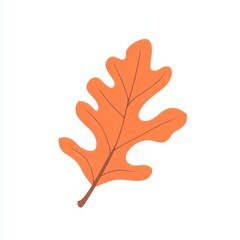 Peach orange oak leaf illustration autumn fall.