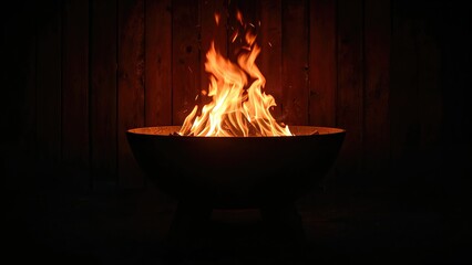 Radiant flame in a fire basin photo