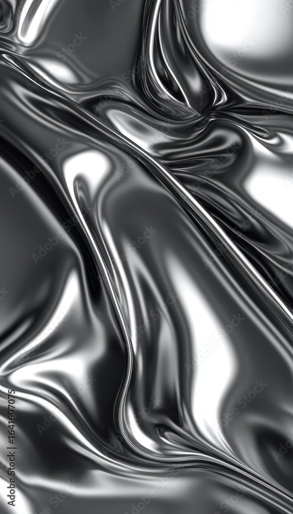 Poster silver fabric waves form a gradient monochrome texture for a modern abstract background design