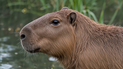 Close-up of a Giant Rodent in Its Natural Habitat