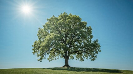 Fototapeta premium Vibrant Green Tree Swaying in the Soft Breeze