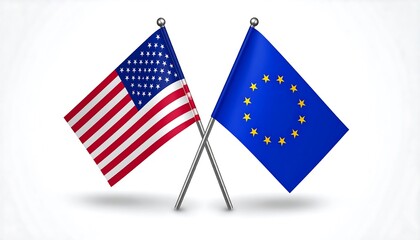 Crossed flags of USA and EU