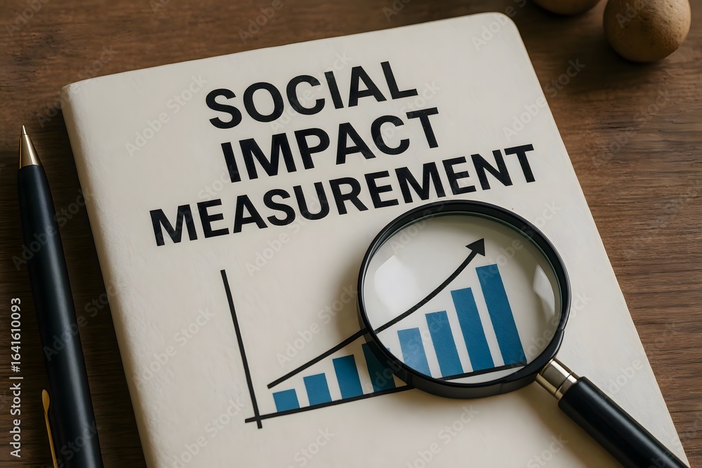 Poster measuring and visualizing social impact and progress.