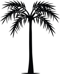 Obraz premium Silhouette of a Palm Tree Exotic Tropical Island Vacation Concept Black and White Graphic Element