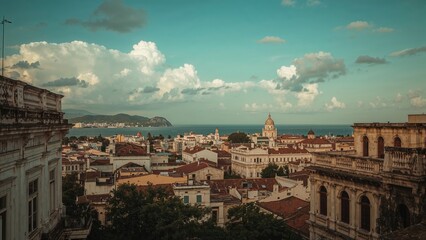 Fototapeta premium View of the vintage cityscape as seen from a bay fortress