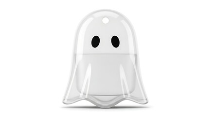 Fototapeta premium Cute ghost shaped container on a plain background, perfect for Halloween themed products or spooky designs, ideal for candy