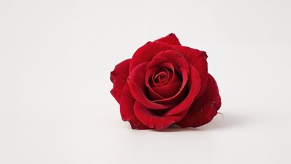 A solitary red rose revealing a heart full of delicate petals