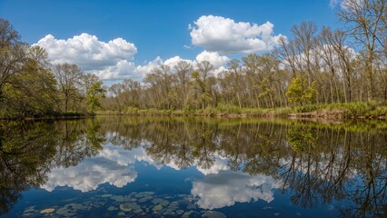 Reflection of a scenic view on the water surface