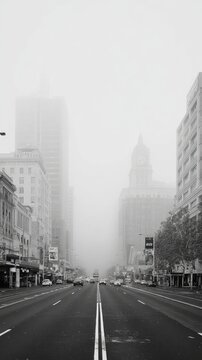 Fototapeta Foggy city street