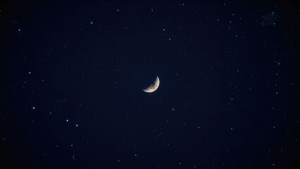Lunar Crescent Glow At Midnight