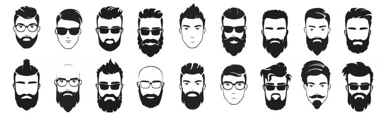 Bearded Men Faces Set Vector.eps