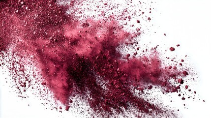 Burgundy Powder Explosion: Abstract Maroon Dust Cloud on White Background for Artistic Designs and Creative Projects