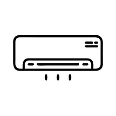 Minimalist air conditioner vector icon. A simple line art symbol representing indoor climate control, cooling, and air flow.