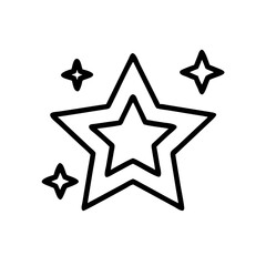Obraz premium A sparkling star icon, a simple line art symbol of success and achievement. Vector graphic for rating, quality, and celebration.