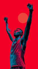 Victory pose of an athlete