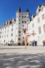 Ballet dancer in front of Nantes castle