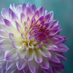 Fototapeta premium Close-up of a dahlia flower with a gradient of white and purple