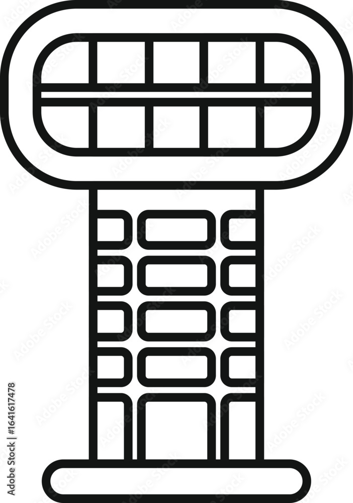 Poster airport control tower ensuring safe and efficient air traffic flow, featuring large windows for comp