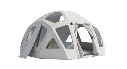 Modern geodesic dome tent for camping and outdoor adventures isolated on transparent background