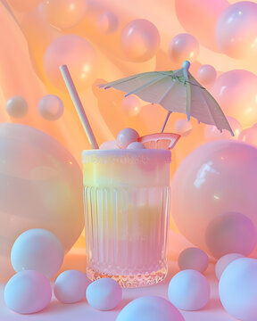 Pastel cocktail mocktail with cute umbrella kawaii e ec de efb