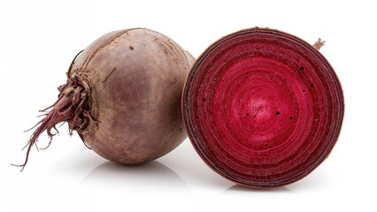 Freshly picked beetroot isolated against white