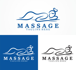 Massage Therapy Logo Design, Spa Wellness Symbol, Relaxation, Healing, Body Care, Professional Branding