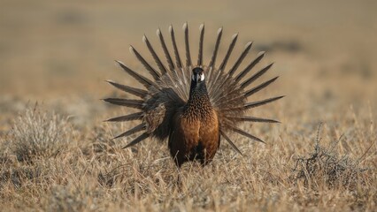 Male Sage-Grouse Engaged in Courtship Exhibition