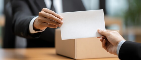 Employee submitting resignation letter to HR department