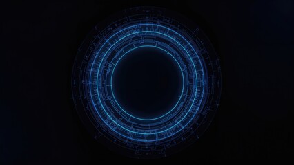 Cutting-edge spherical AI HUD holography idea for business presentation backdrop