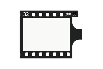 Obraz premium Blank 35mm Camera Film Frame Template. Black and White Film Strip Vector. Empty Analog Photo Negative Isolated. Retro Photography Element for Design on Transparent Background. Icon, Clip Art, Mockup.