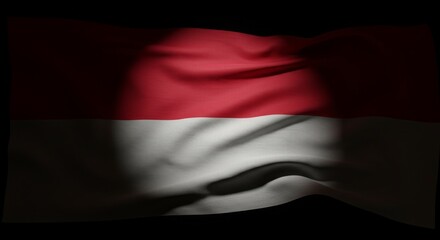 Naklejka premium Waving Indonesian Flag on Black Background