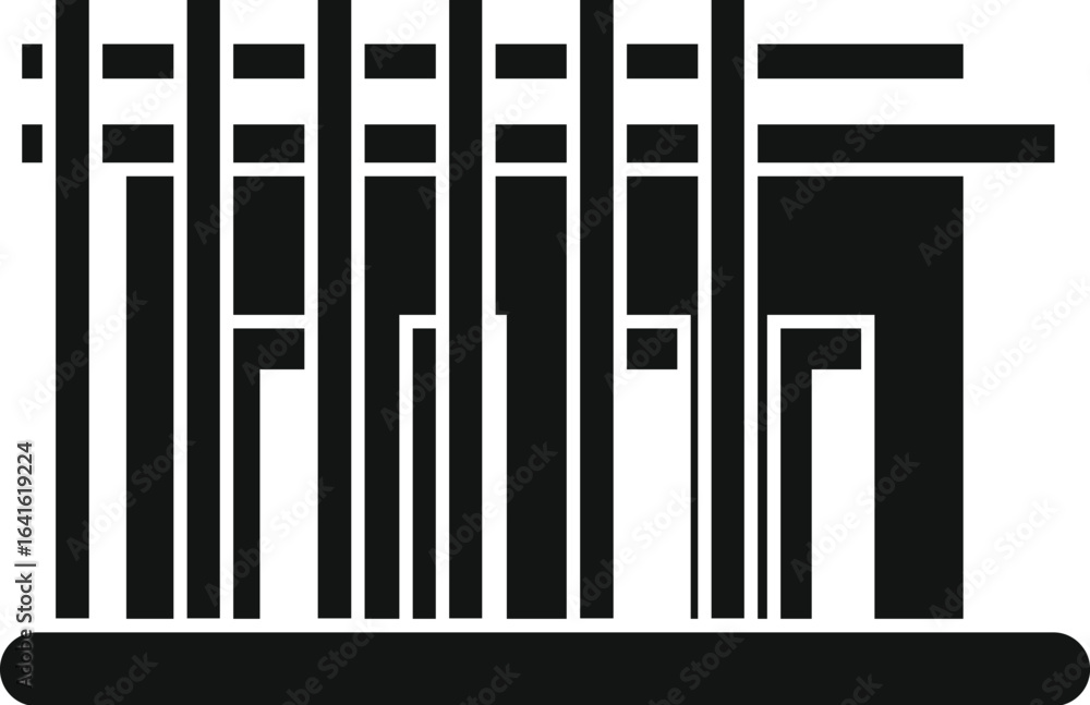 Poster architectural design showcasing a building under construction, emphasizing scaffolding, beams, and m