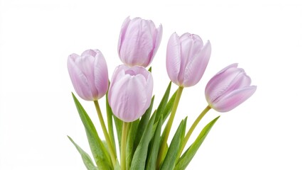 Fototapeta premium Lilac tulip arrangement isolated on a white surface