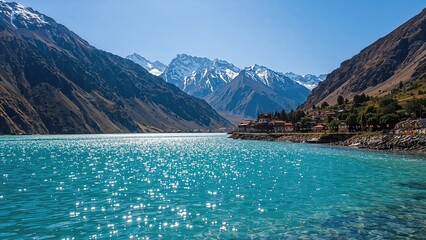 Breathtaking Panorama Pristine Lake Surrounded