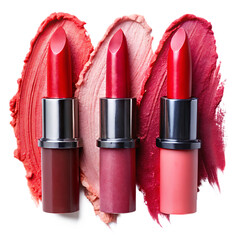  three lipstick swatches isolated on white background PNG , AI GENERATED