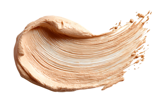 Luxurious creamy foundation texture swatch creating elegant swirl for beauty product advertising and makeup tutorials