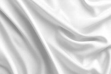 Close-up of a white silk or satin fabric with soft folds