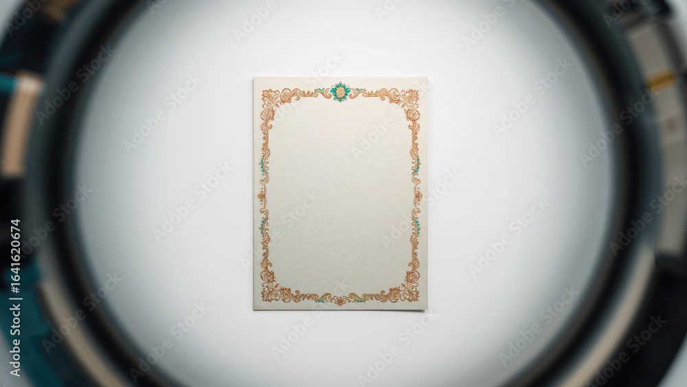 Poster detailed view of an old lively memo on a simple backdrop