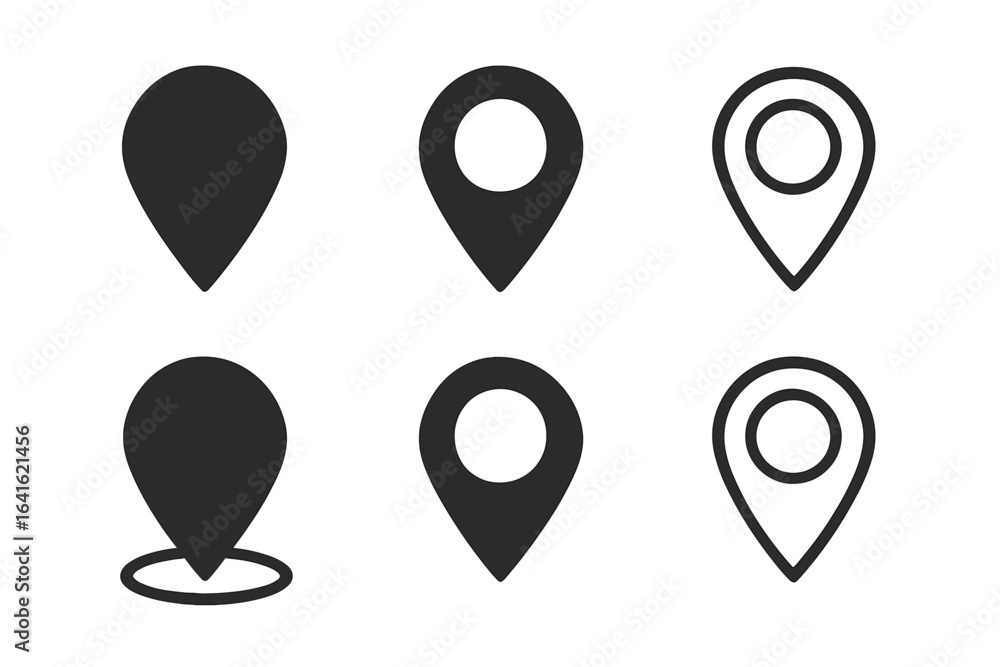 Poster location pin icons set. map pointer markers. gps navigation icon collection. geolocation symbols. bl