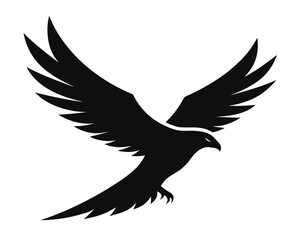 Silhouette of Bald eagle flying flying and hunting  icon line airt vactor outline Illustrations on white background